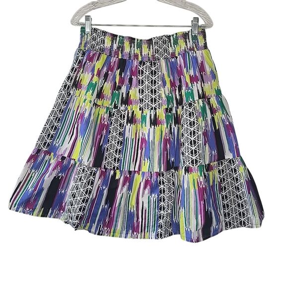 Fashion Bug Women's A-line Skirt 0X Abstract Multicolor Layered Linen Elastic‎ - Picture 1 of 7